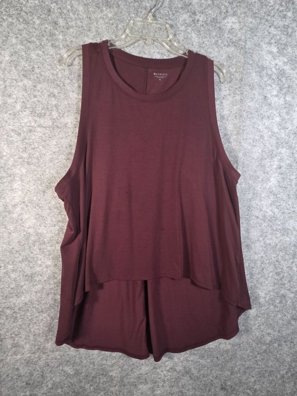 Athleta Essence Hi Lo Tank XL Burgundy Relaxed Fit Athleisure Minimalist